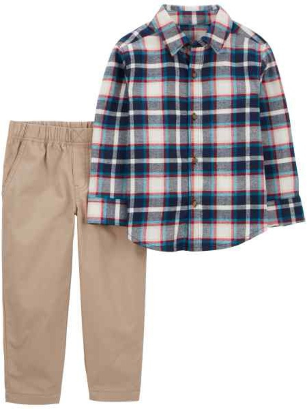 Carters 2 Piece Plaid Button-Front Shirt & Pant Set Blue/Tan 2T NWT IN PACKAGE